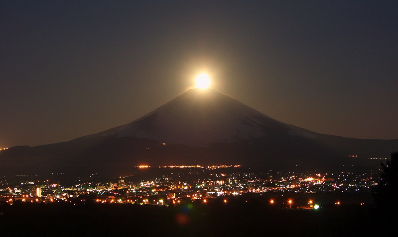 진주 Fuji 일본 석양